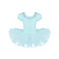 thumbnail image 1 of Runhomal Kids Girls Cap Sleeve Ballet Dance Leotard Mesh Tutu Dress Rhinestones Gymnastics Outfits Dancewear Mint Green 5-6, 1 of 7