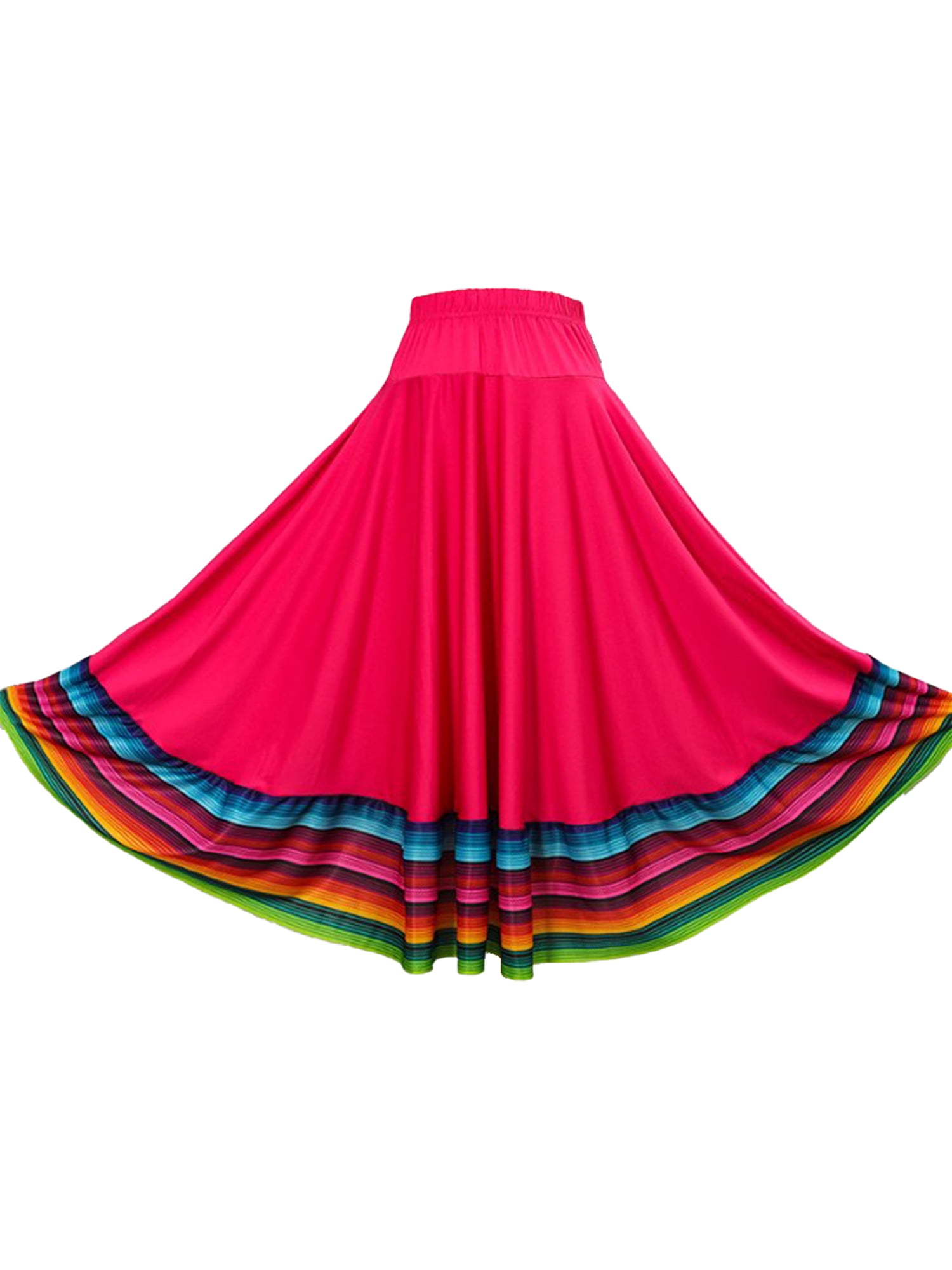 Runhomal Women Mexican Spanish Folk Dance Skirt Full Circle Pleated