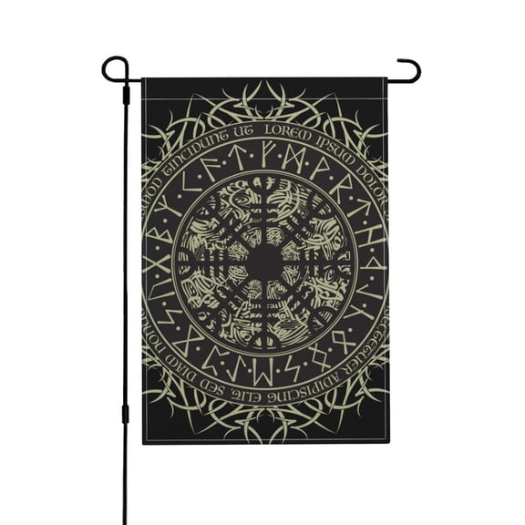 Runic Scandinavian Circle Garden Flag Outdoor House Flags 12 X 18 Inch Banner Yard Home Decoration