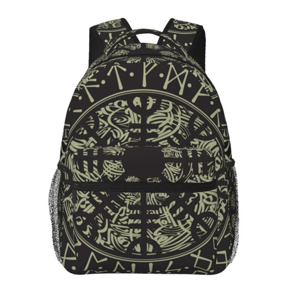 Runic Scandinavian Circle Laptop Backpack Travel Rucksack for Teens Adults, Fits 15-inch Notebook