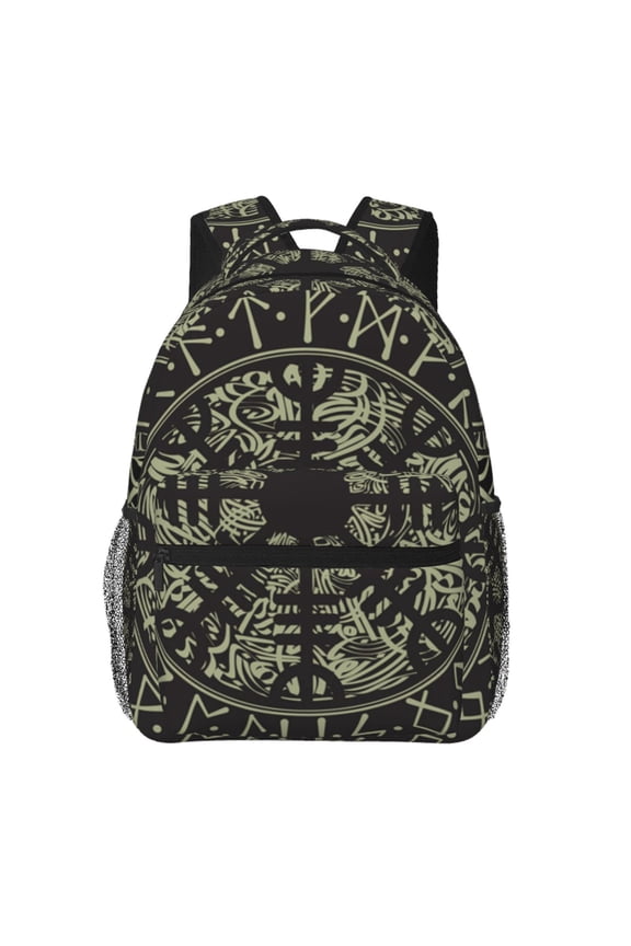 Runic Scandinavian Circle Laptop Backpack Travel Rucksack for Teens Adults, Fits 15-inch Notebook