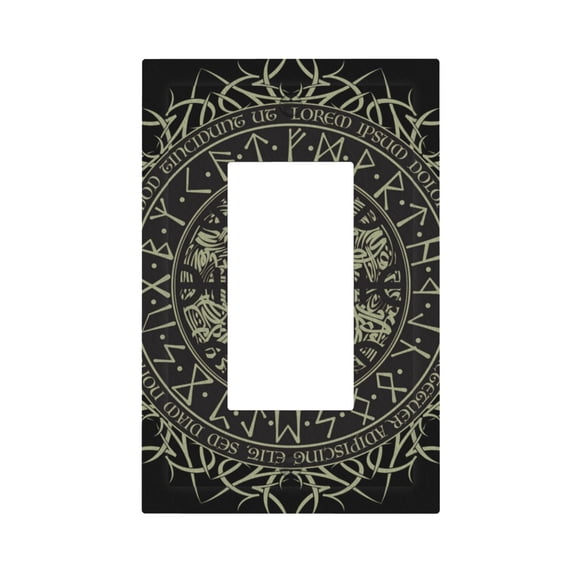 Runic Scandinavian Circle Light Switch Cover Decorator Single Gang Wall Plate 1-Gang Receptacle Outlet Decor