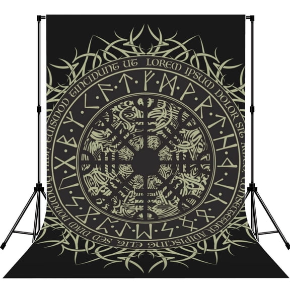 Runic Scandinavian Circle Photography Backdrop 5x7Ft Background for Photo Studio Video Recording Birthday Party Wedding Home Decor