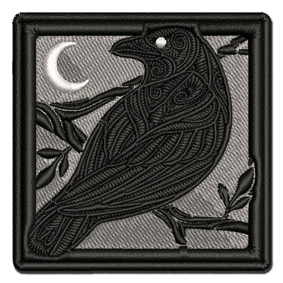 Runic Tribal Rune Raven Applique Multi-Color Embroidered Hook & Loop Patch - 3.5 Inch Large