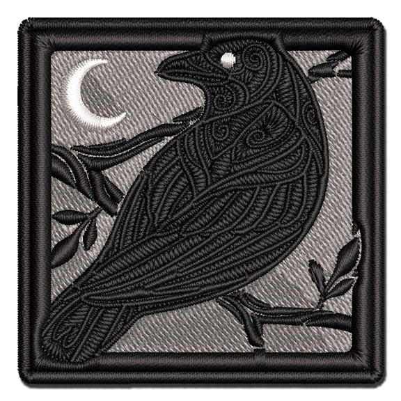 Runic Tribal Rune Raven Applique Multi-Color Embroidered Iron-On Patch - 2.0 Inch Mini