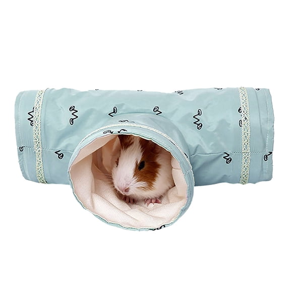 Runkheen Bunny Tunnels & Tubes Collapsible 3 Way Bunnys Hideout Small Animal Activity Tunnel Toys for Dwarf Rabbits Guinea Pigs Kitty