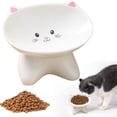 thumbnail image 1 of Runkheen Ceramic 15° Tilted Raised Cat Bowl, Anti Vomiting Spine Protection Feeding Dish for Kitten Adult Cats Small Dogs, 1 of 7