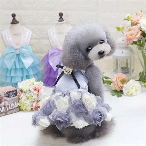 Runkheen Floral Dog Dress, Summer Breathable Pet Skirt for Puppies, Small Dogs and Cats