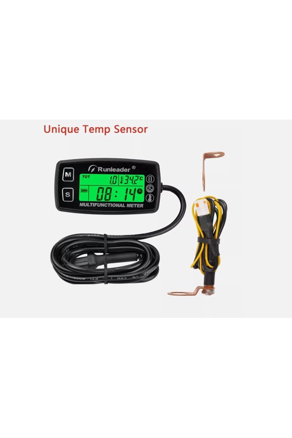 Digital HM035A Hour Meter Tachometer Engine Temperature Gauge Alert RPM & Temp Waterproof