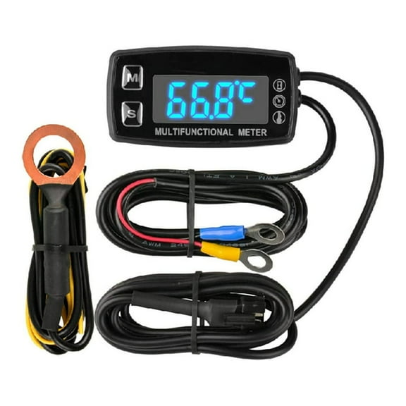 Runleader Digital LED Engine Hour Meter RPM& Temperature Maintenance Reminder Trailer Golf Cart
