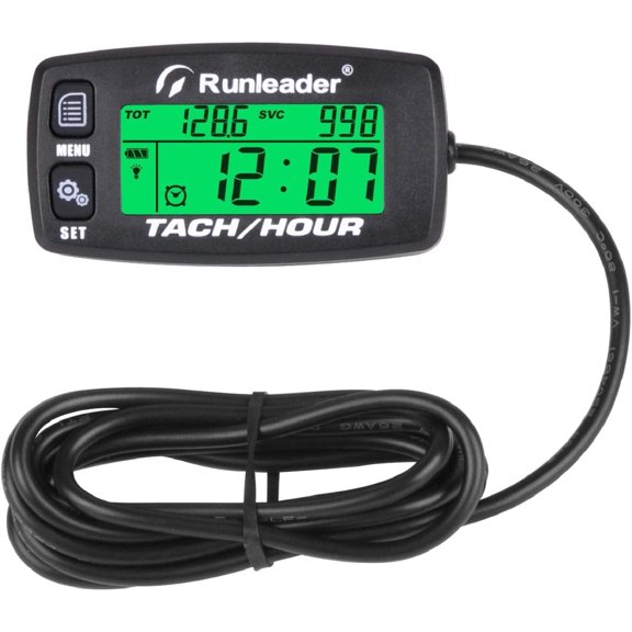 Runleader Digital Maintenance Tach/Hour Meter Gauge HM032B Hours Accumulate & RPM Record Motorcycle