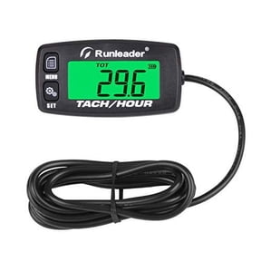 Runleader Digital Tachometer Gauge Hour Meter RPM Alert SVC& JOB Mower Tractor HM032C Red