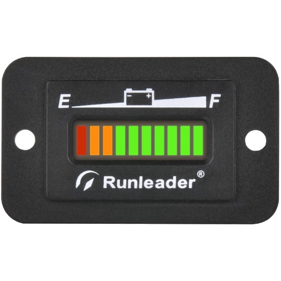 Runleader LED Battery Level Monitor 48V Charge and Discharge Display IP65 for Lead Acid Battery Key