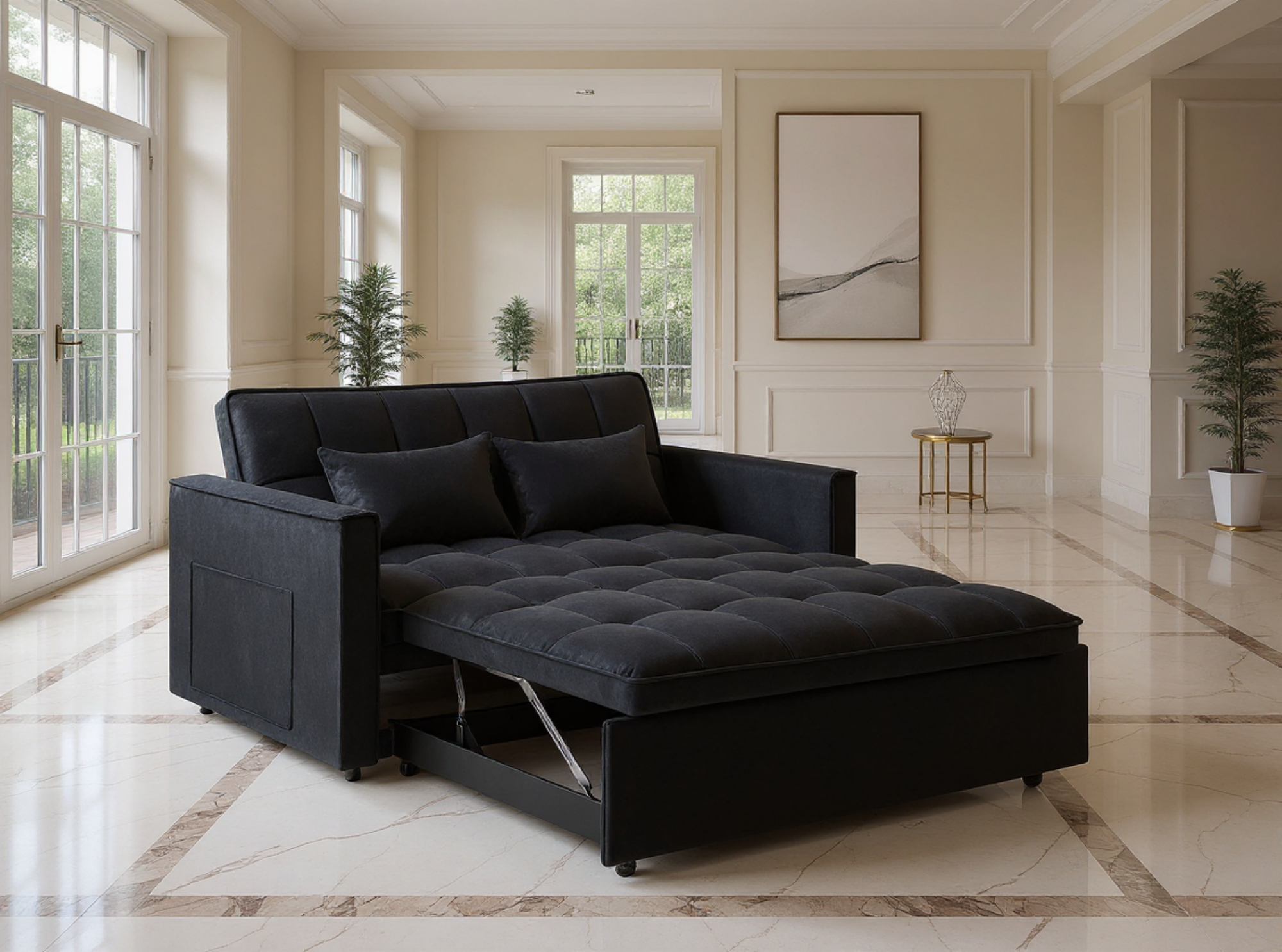 Runmliy 54" Modern Convertible Velvet 3 in 1 Pull Out Foton Sofa Bed ...