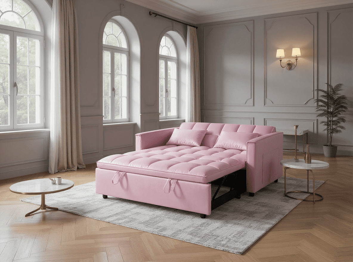 Runmliy 54" Modern Convertible Velvet 3 in 1 Pull Out Foton Sofa Bed ...