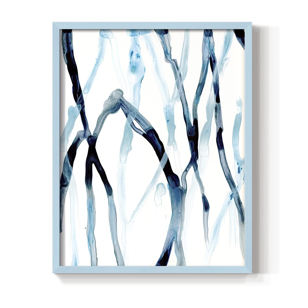 Runnel I Framed Print in Blue Solid Wood Framed Print No Nail Hanging