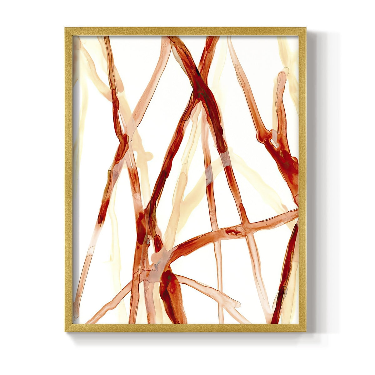 Runnel V Framed Print in Gold Solid Wood Framed Print No Nail Hanging