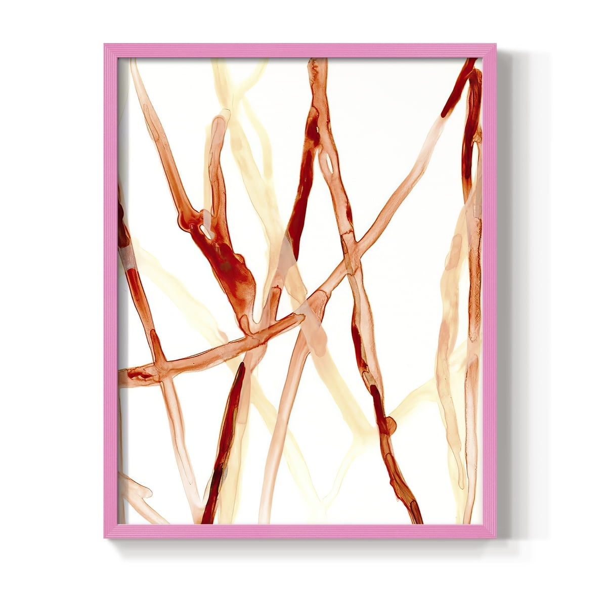 Runnel VI Framed Print in Pink Solid Wood Framed Print No Nail Hanging
