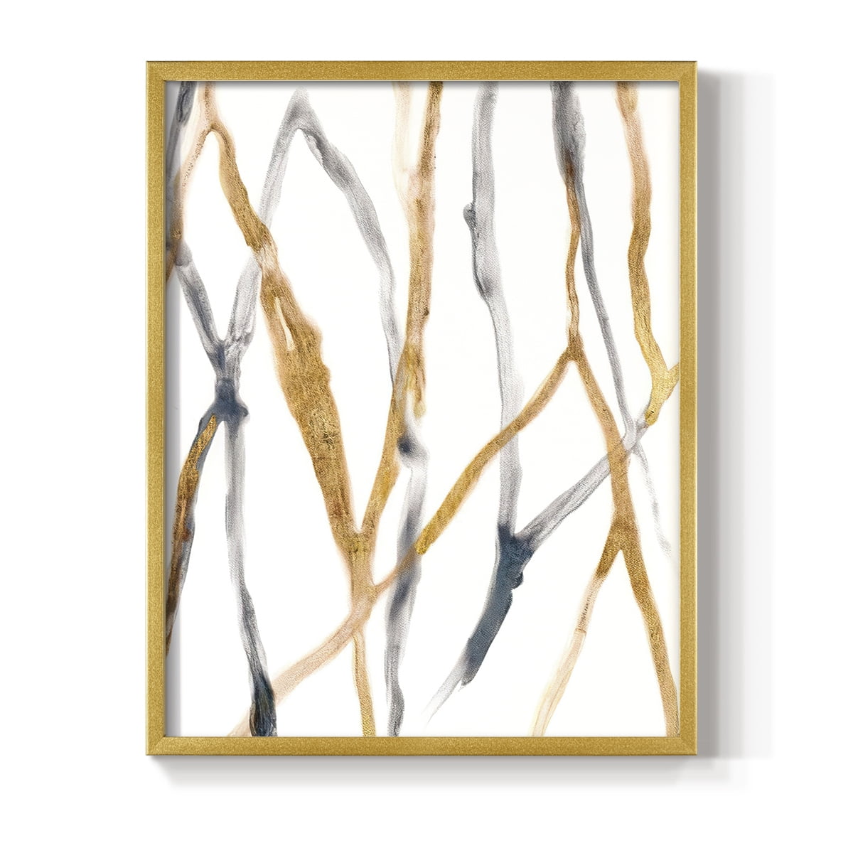 Runnel X Framed Print in Gold Solid Wood Framed Print No Nail Hanging