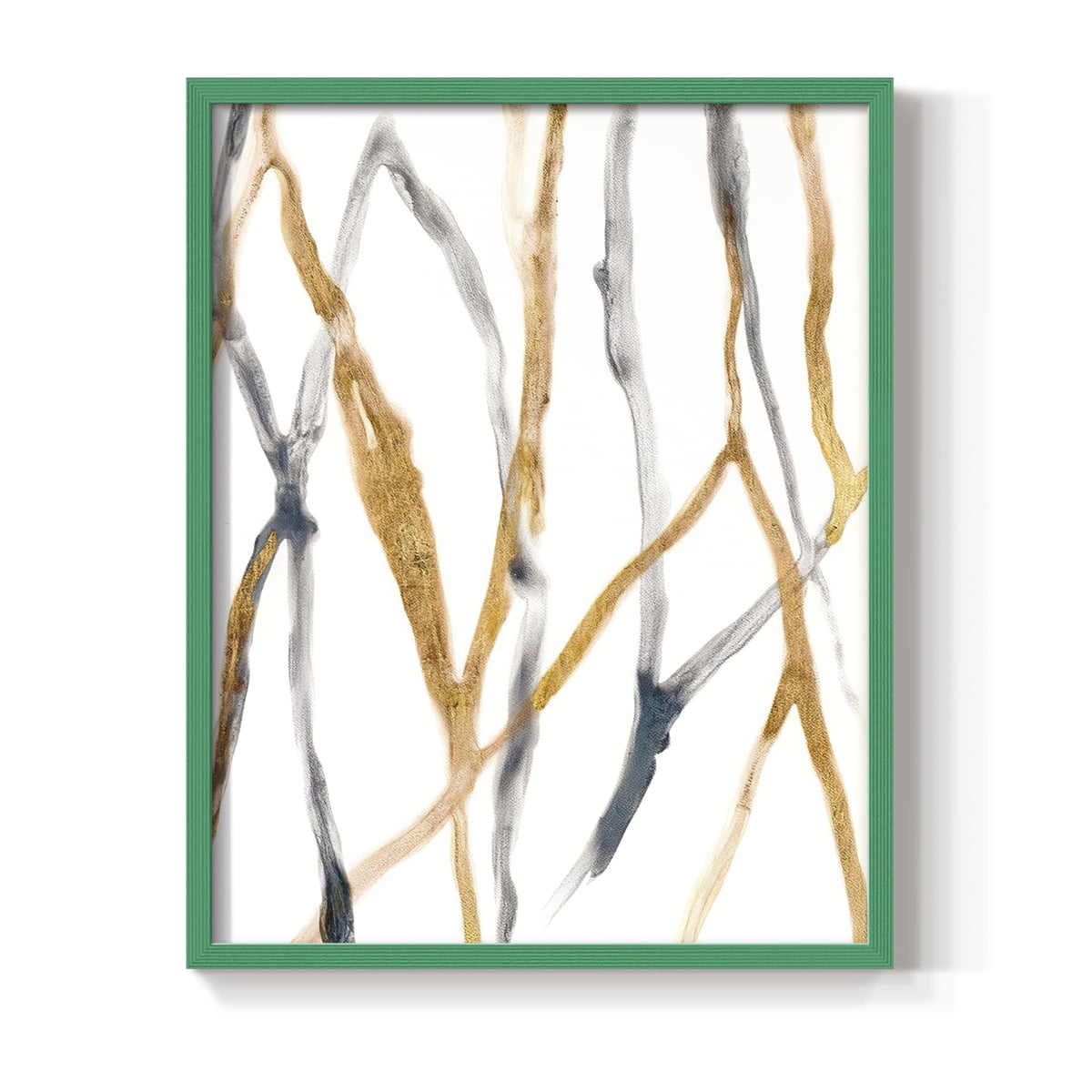 Runnel X Framed Print in Green Solid Wood Framed Print No Nail Hanging