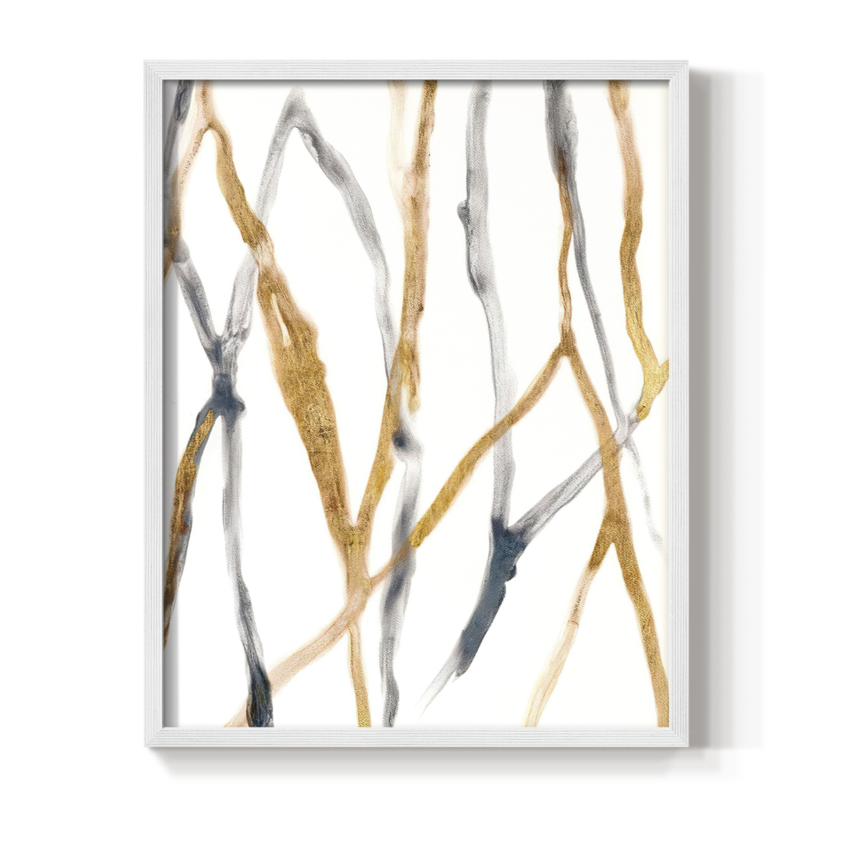 Runnel X Framed Print in White Solid Wood Framed Print No Nail Hanging