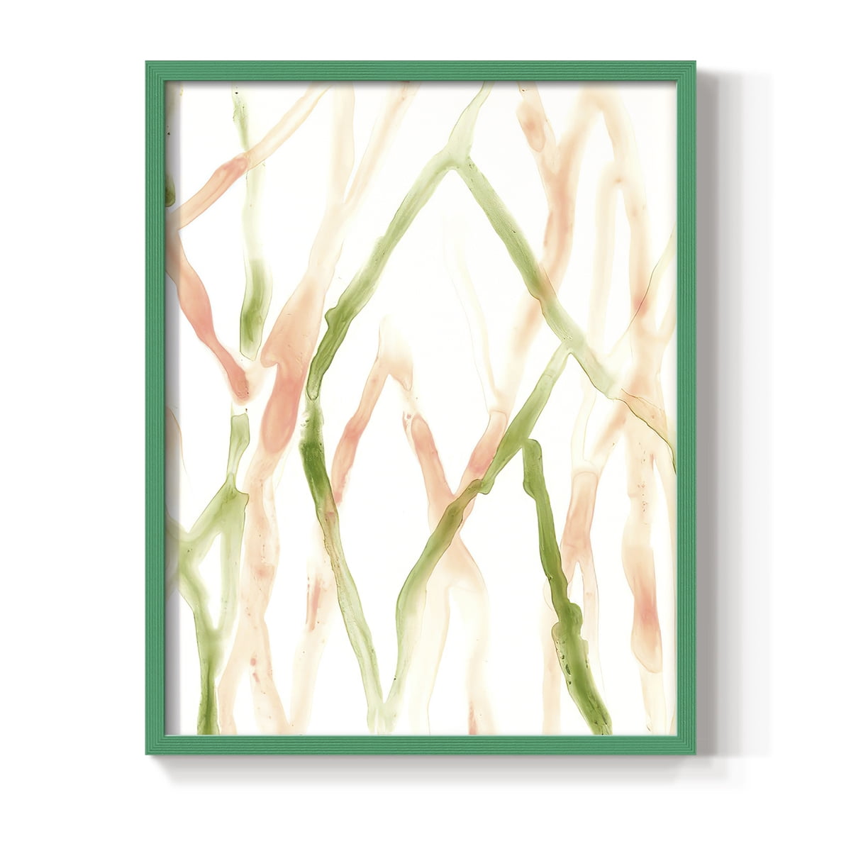 Runnel XIV Framed Print in Green Solid Wood Framed Print No Nail Hanging