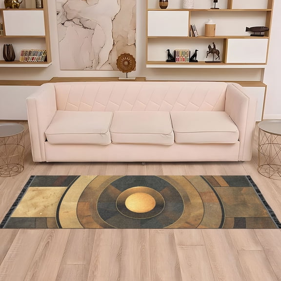 Runner Area Rug Soft Non-Slip Washable Carpet for Hallway Bedroom Living Room Home Decor 2"x6" Abstract Olive Brown Geometric