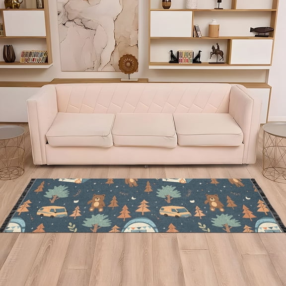 Runner Area Rug Soft Non-Slip Washable Carpet for Hallway Bedroom Living Room Home Decor 2"x6" Bear Tree Car Tents