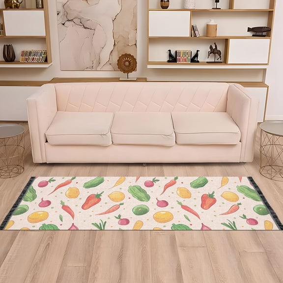 Runner Area Rug Soft Non-Slip Washable Carpet for Hallway Bedroom Living Room Home Decor 2"x6" Carrot Beet Onion