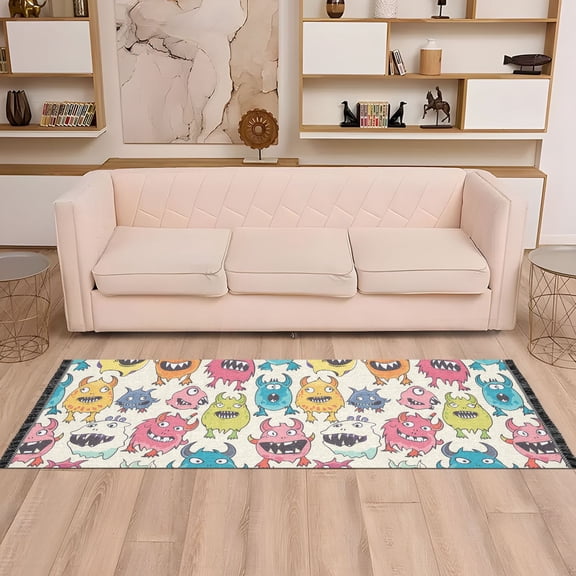 Runner Area Rug Soft Non-Slip Washable Carpet for Hallway Bedroom Living Room Home Decor 2"x6" Cartoon Lovely Monsters