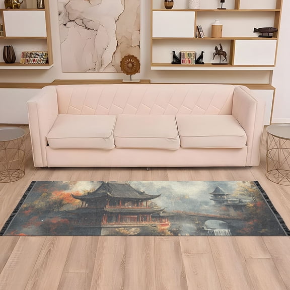 Runner Area Rug Soft Non-Slip Washable Carpet for Hallway Bedroom Living Room Home Decor 2"x6" Chinese Temples on Mountain