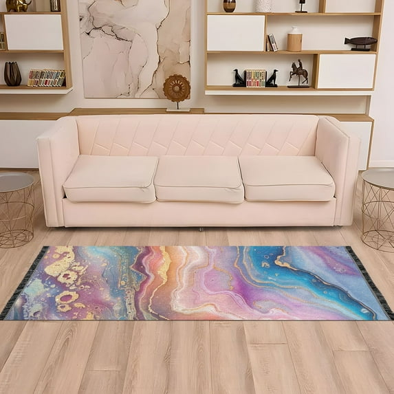 Runner Area Rug Soft Non-Slip Washable Carpet for Hallway Bedroom Living Room Home Decor 2"x6" Colorful Marble