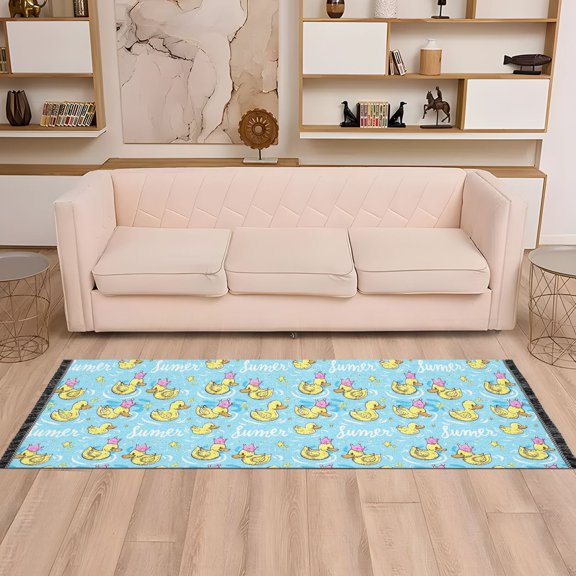 Runner Area Rug Soft Non-Slip Washable Carpet for Hallway Bedroom Living Room Home Decor 2"x6" Cute Duck with Crown