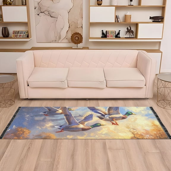 Runner Area Rug Soft Non-Slip Washable Carpet for Hallway Bedroom Living Room Home Decor 2"x6" Ducks Flying in Sky