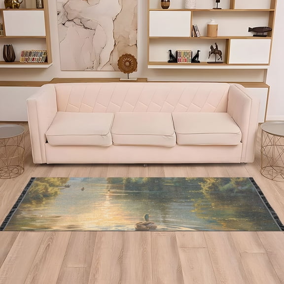 Runner Area Rug Soft Non-Slip Washable Carpet for Hallway Bedroom Living Room Home Decor 2"x6" Ducks Swimming in Lake at Sunrise