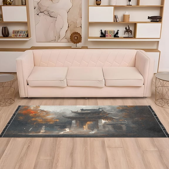 Runner Area Rug Soft Non-Slip Washable Carpet for Hallway Bedroom Living Room Home Decor 2"x6" Entrance To Ancient Chinese Temple
