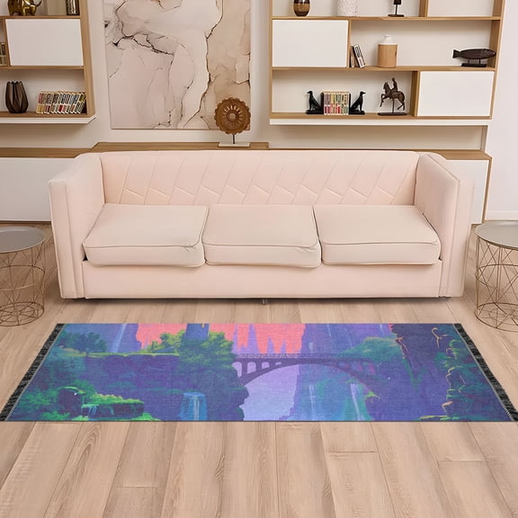 Runner Area Rug Soft Non-Slip Washable Carpet for Hallway Bedroom Living Room Home Decor 2"x6" Lighthouse and Bridge on Sunset
