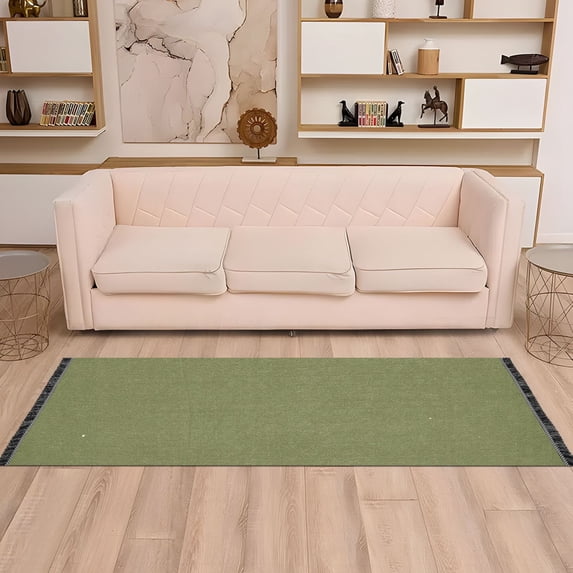 Runner Area Rug Soft Non-Slip Washable Carpet for Hallway Bedroom Living Room Home Decor 2"x6" Olive Green