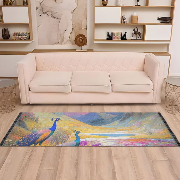 Runner Area Rug Soft Non-Slip Washable Carpet for Hallway Bedroom Living Room Home Decor 2"x6" Peacocks in Alpine Meadow