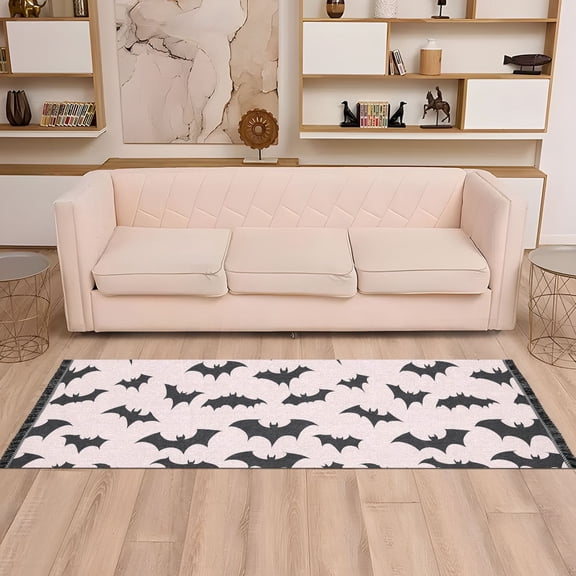 Runner Area Rug Soft Non-Slip Washable Carpet for Hallway Bedroom Living Room Home Decor 2"x6" Silhouette Bats