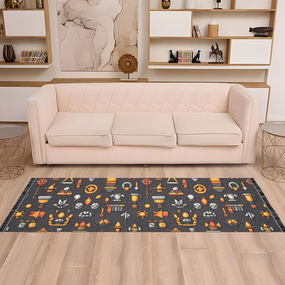 Runner Area Rug Soft Non-Slip Washable Carpet for Hallway Bedroom Living Room Home Decor 2"x6" Torch Sun Staff Chalice