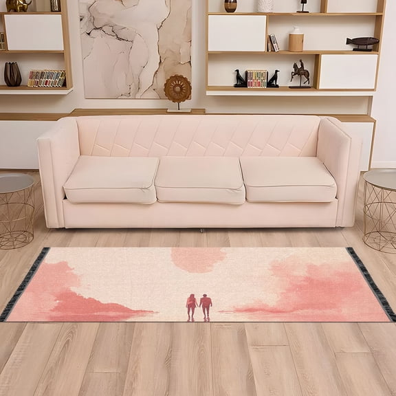 Runner Area Rug Soft Non-Slip Washable Carpet for Hallway Bedroom Living Room Home Decor 2"x6" Two People Stand on Water