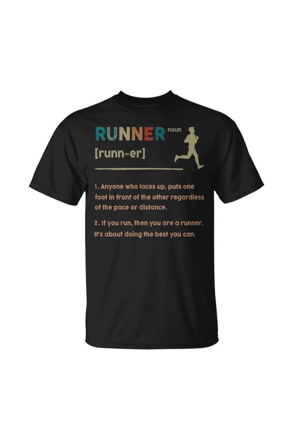 Runner Definition Graphic Tee Unisex Adult Cotton Fitness Lover T-Shirt for Runners or Casual Wear, Size 5XL, Color Black