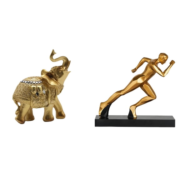 Runner Elephant Statue Desktop Figurine Resin Ornament for Living Room Bedroom Shelf Table Decor