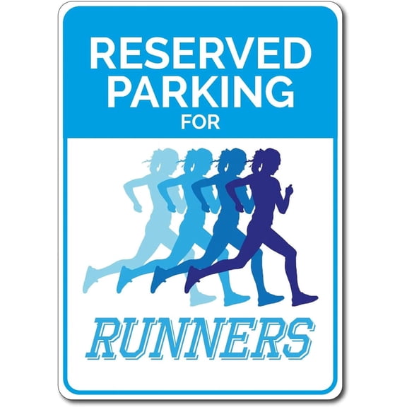 Runner Parking Sign Decor Running Lover Marathon - Quality Metal Decoration 8 X 12 Inch