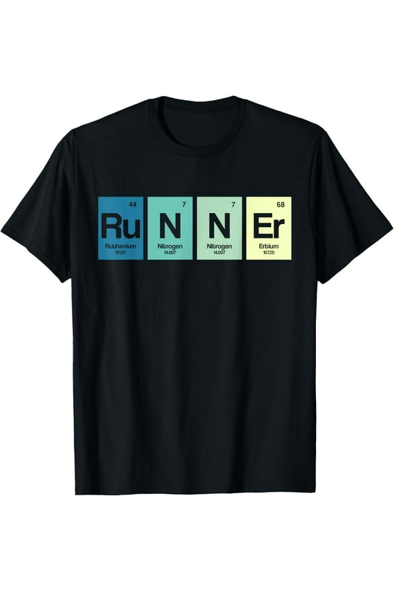 Runner Periodic Table Funy Marathon Runners Science Gift T-Shirt men and women can wear, black, white, gifts