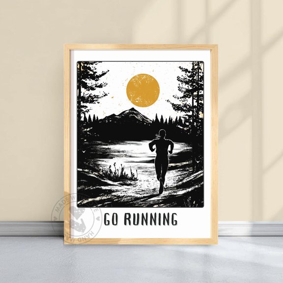 Runner Poster Black White And Gold Running Motivation , Poster Print Only