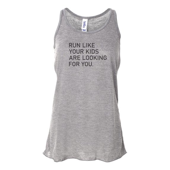 "Runner Racerback, Runner Tank Top, Racerback, Soft Bella Canvas, Sublimation, Run Like Your Kids Are Looking For You, Fit Mom, Gift For Her, Athletic Grey, MEDIUM"