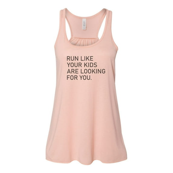 "Runner Racerback, Runner Tank Top, Racerback, Soft Bella Canvas, Sublimation, Run Like Your Kids Are Looking For You, Fit Mom, Gift For Her, Peach, MEDIUM"
