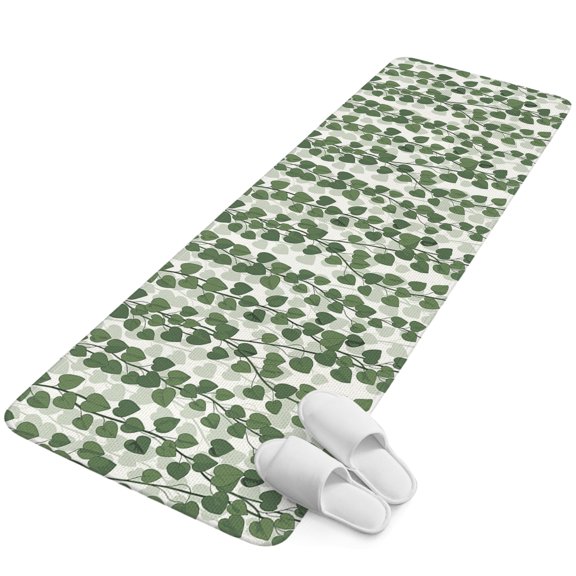Runner Rug 1.64'x5.25', Green Ivy Leaves Non Slip Backing Floor Mats Soft Area Rugs, Absorbent Muddy Dirt Trapping Carpet for Entryway Hallway Kitchen Bedroom Spring Botanical Modern Country